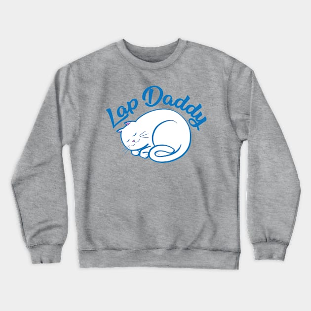 Lap Daddy (white cat) Crewneck Sweatshirt by mcillustrator